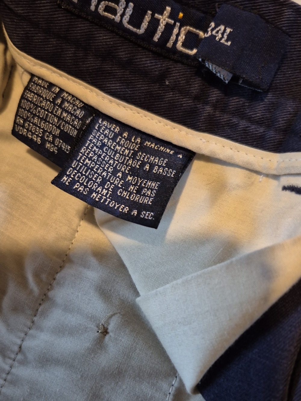 Nautica Men's Navy Blue and Tan Chinos